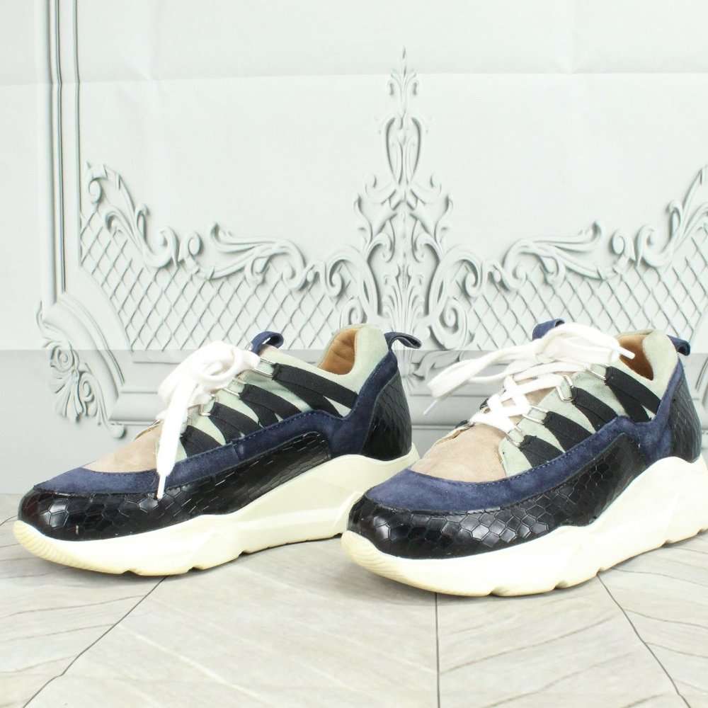 AQUATALIA Blue Leather & Suede Waterproof Lace-up Sneaker Shoes Size 7.5 - Picture 3 of 9